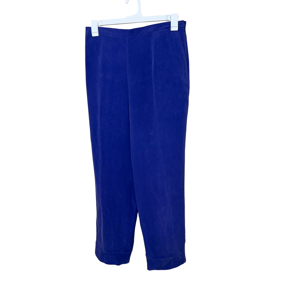 TRAVIS AYERS For dressbarn Silk Blend purple/Blue Wide Leg‎ Pants Size 12